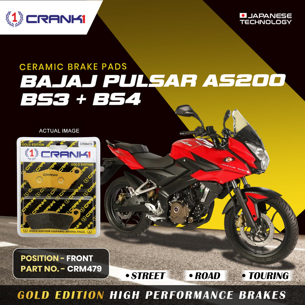 Ceramic Brake Pad For Bajaj Pulsar AS200 BS3 + BS4 - Front - CRM479 - 1 Set - Crank1