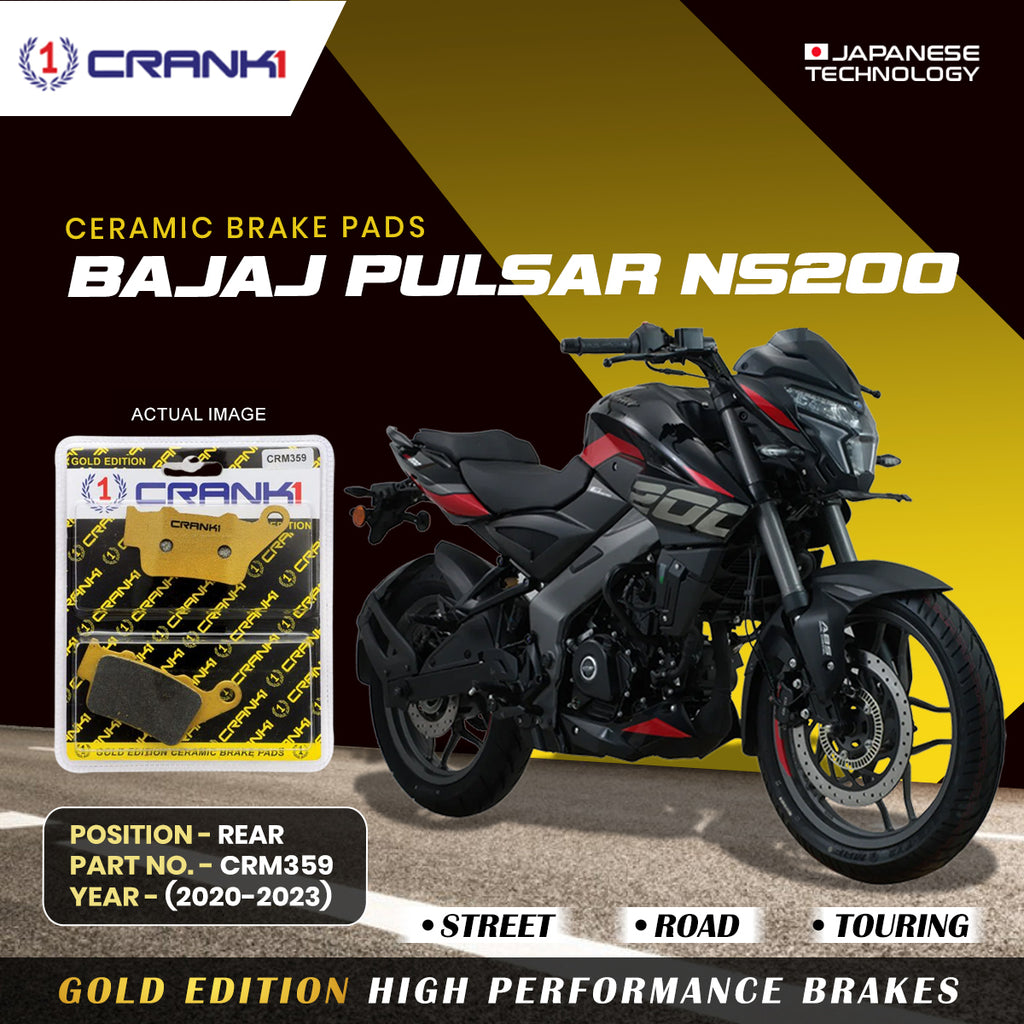 Ceramic Brake Pad For Bajaj Pulsar NS200 (2020-2023) - Rear - CRM359 - 1 Set - CRANK1