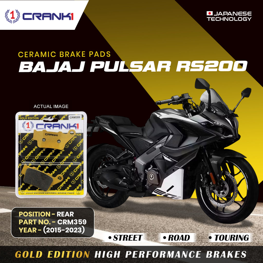 Ceramic Brake Pad For Bajaj Pulsar RS200 (2015-2023) - Rear - CRM359 - 1 Set - CRANK1