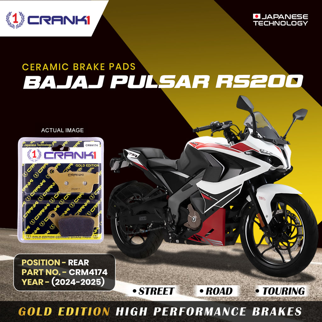 Ceramic Brake Pad For Bajaj Pulsar RS200 (2024-2025) - Rear - CRM4174 - 1 Set - CRANK1