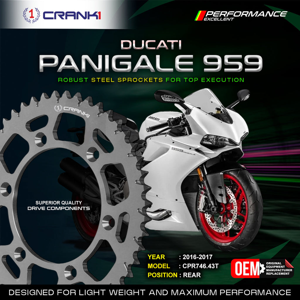 Sprocket For Ducati Panigale 959 (2016-2017) - Rear - CPR746.43T - CRANK1