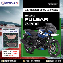 Load image into Gallery viewer, Sintered Brake Pads For Bajaj Pulsar 220F (2017) - Rear - CB312 - 1 Set - CRANK1
