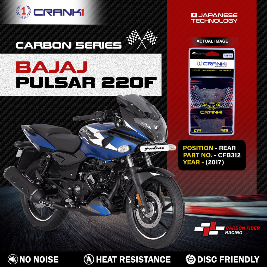 Carbon Brake Pads For Bajaj Pulsar 220F (2017) - Rear - CFB312 - 1 Set - CRANK1