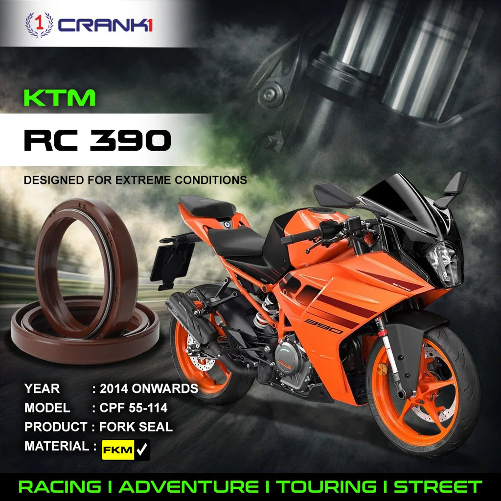 Fork Oil Seals Pair For KTM RC 390 (2014 Onwards) - CPF55-114 - CRANK1