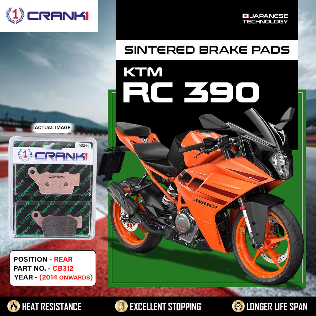 Sintered Brake Pads For KTM RC 390 (2014 Onwards) - Rear - CB312 - 1 Set - CRANK1