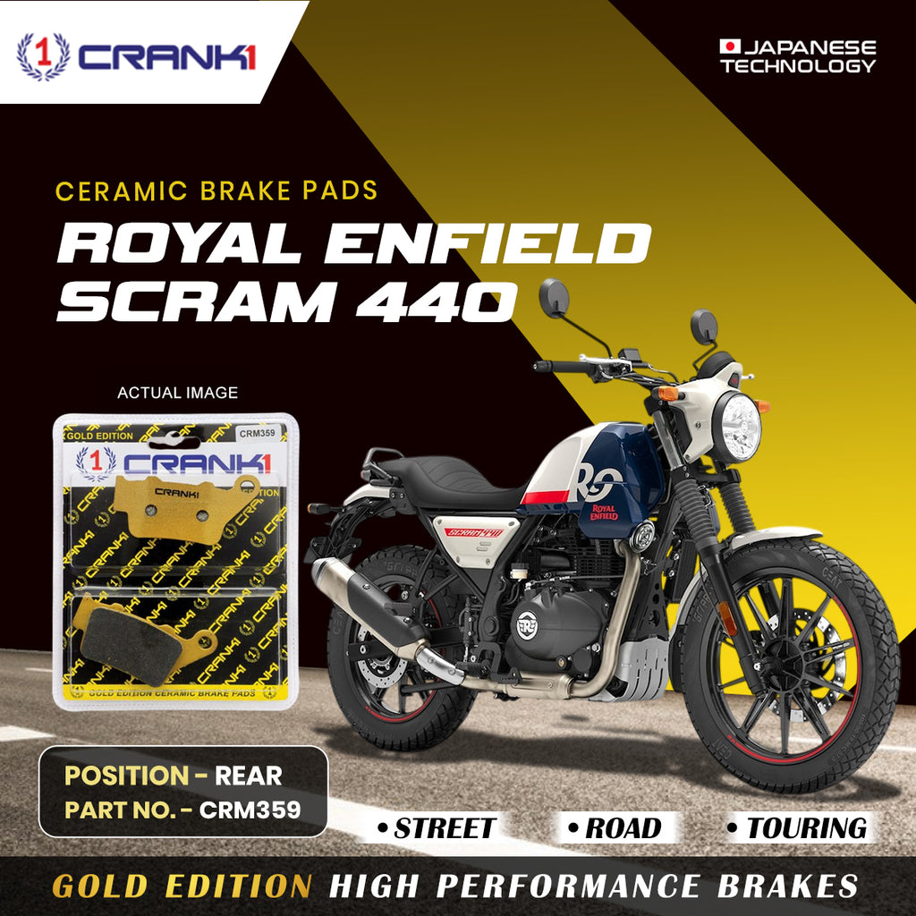Ceramic Brake Pad For Royal Enfield Scram 440 - Rear - CRM359 - 1 Set - CRANK1