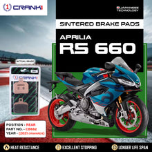 Load image into Gallery viewer, Sintered Brake Pads For Aprilia RS 660 (2021 Onwards) - Rear - CB662 - 1 Set  - CRANK1