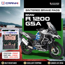Load image into Gallery viewer, Sintered Brake Pads For BMW R 1200 GSA (2014-2018) - Front - CB036 - 2 Sets - CRANK1