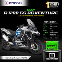 Load image into Gallery viewer, Battery For BMW R 1200 GS Adventure (2008-2022) - CB14S - Factory Activated - CRANK1