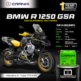 Battery For BMW R 1250 GSA - CB14-BS - Factory Activated - CRANK1