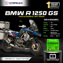 Battery For BMW R 1250 GS (2019-2023) - CB14-BS - Factory Activated - CRANK1