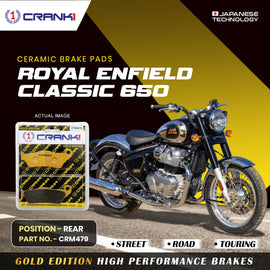 Ceramic Brake Pad For Royal Enfield Classic 650 - Rear - CRM479 - 1 Set - Crank1