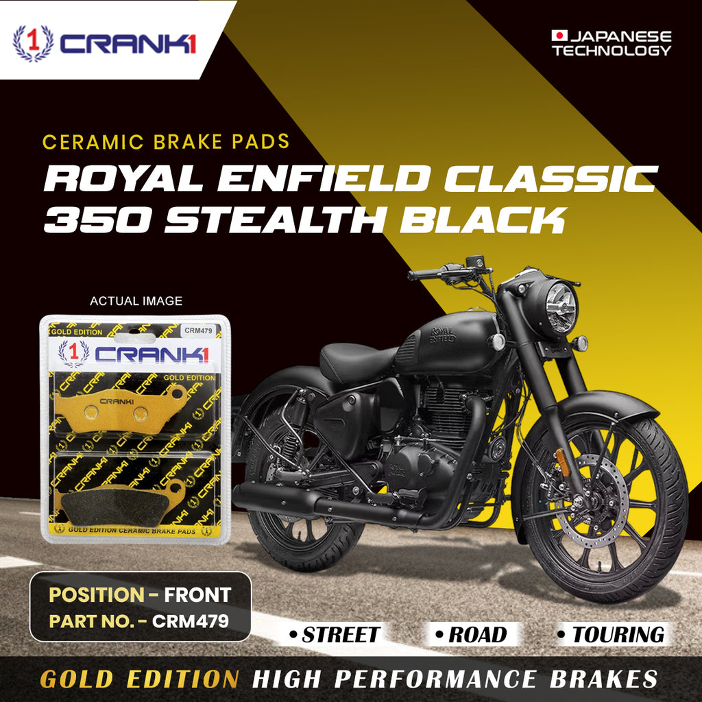 Ceramic Brake Pad For Royal Enfield Classic 350 Stealth Black - Front - CRM479 - 1 Set - Crank1