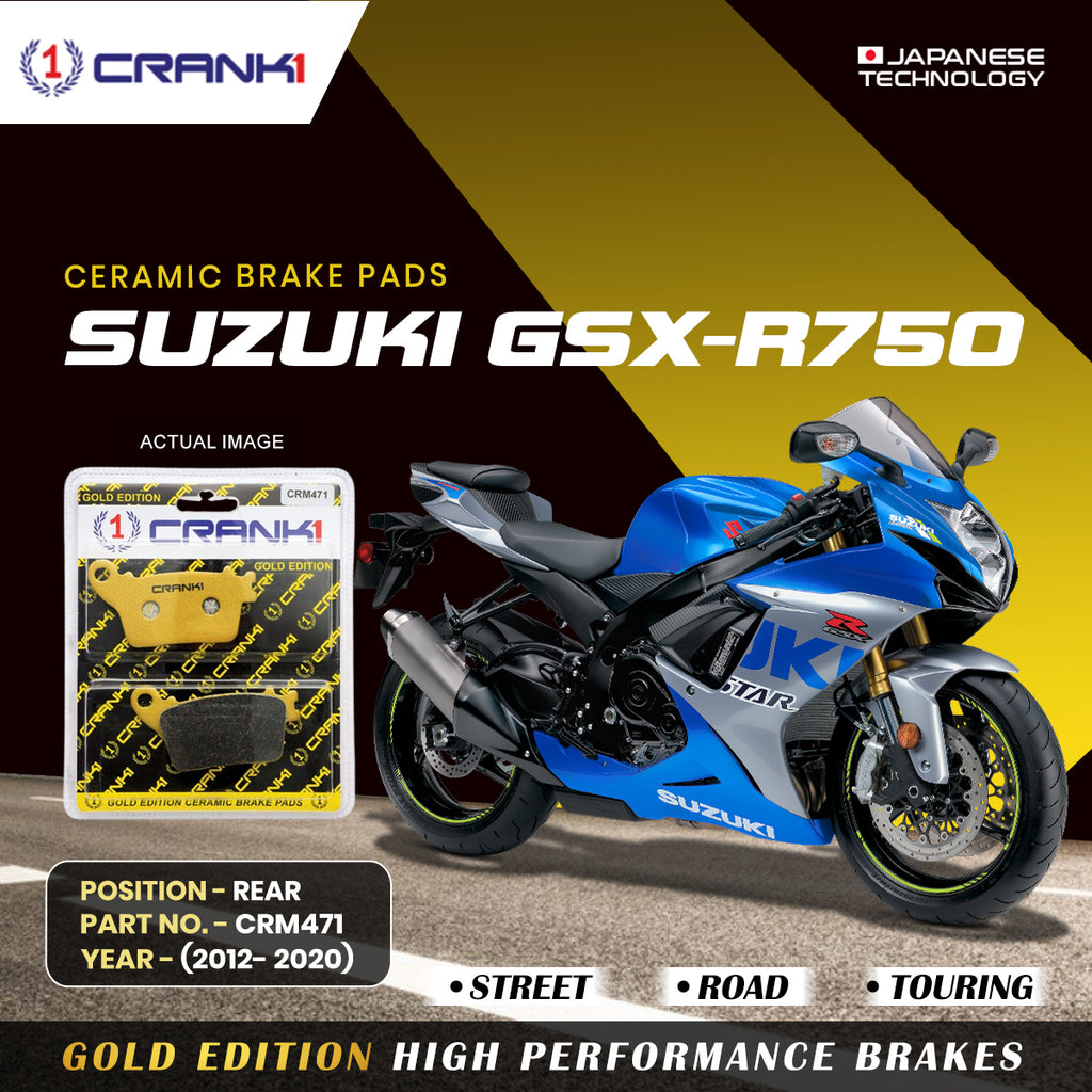 Ceramic Brake Pad For Suzuki GSX-R750 (2012-2020) - Rear - CRM471 - 1 Set - Crank1