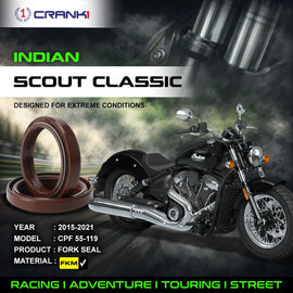 Fork Oil Seals Pair For Indian Scout Classic (2015-2021) - CPF55-119 - CRANK1