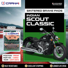 Load image into Gallery viewer, Sintered Brake Pads For Indian Scout Classic (2017-2021) - Front - CB902 - 1 Set - CRANK1