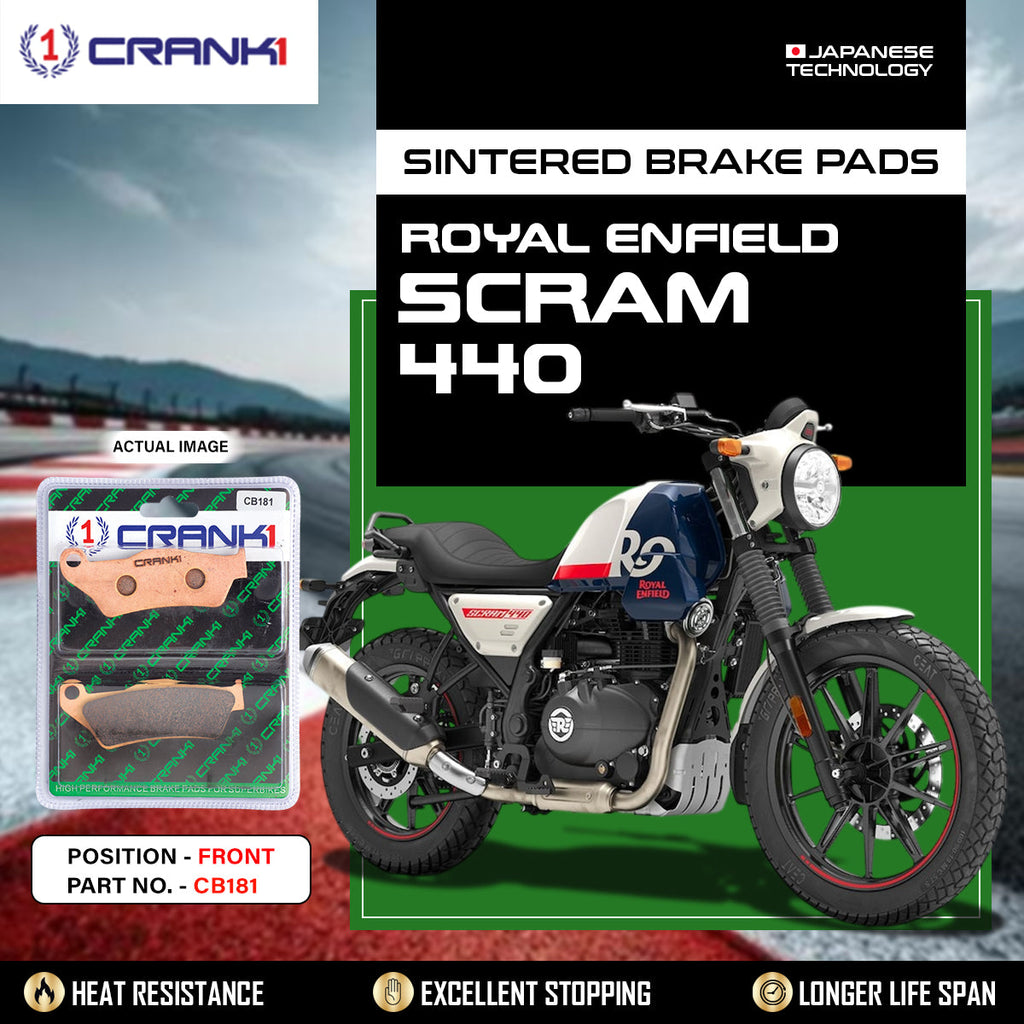 Sintered Brake Pads For Royal Enfield Scram 440 - Front - CB181 - 1 Set - CRANK1