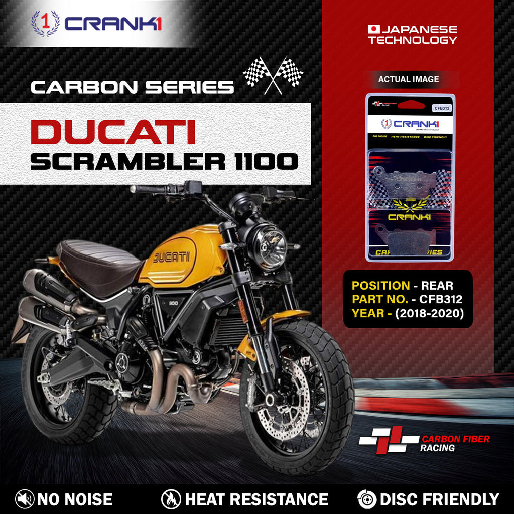 Carbon Brake Pads For Ducati Scrambler 1100 (2018-2020) - Rear - CFB312 - 1 Set - CRANK1