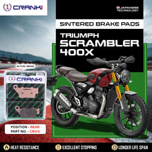 Load image into Gallery viewer, Sintered Brake Pads For Triumph Scrambler 400X - Rear - CB312 - 1 Set - CRANK1