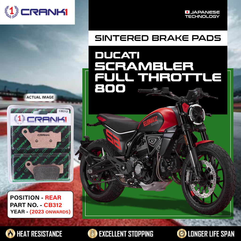 Sintered Brake Pads For Ducati Scrambler Full Throttle 800 (2023 Onwards) - Rear - CB312 - 1 Set - CRANK1