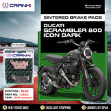 Sintered Brake Pads For Ducati Scrambler 800 Icon Dark (2019 Onwards) - Rear - CB312 - 1 Set - CRANK1