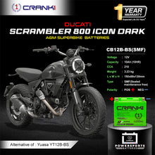 Load image into Gallery viewer, Battery For Ducati Scrambler 800 Icon Dark (2015-2025) - CB12B-BS - Factory Activated - CRANK1