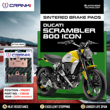 Load image into Gallery viewer, Sintered Brake Pads For Ducati Scrambler 800 Icon (2019 Onwards) - Front - CB036 - 2 Sets