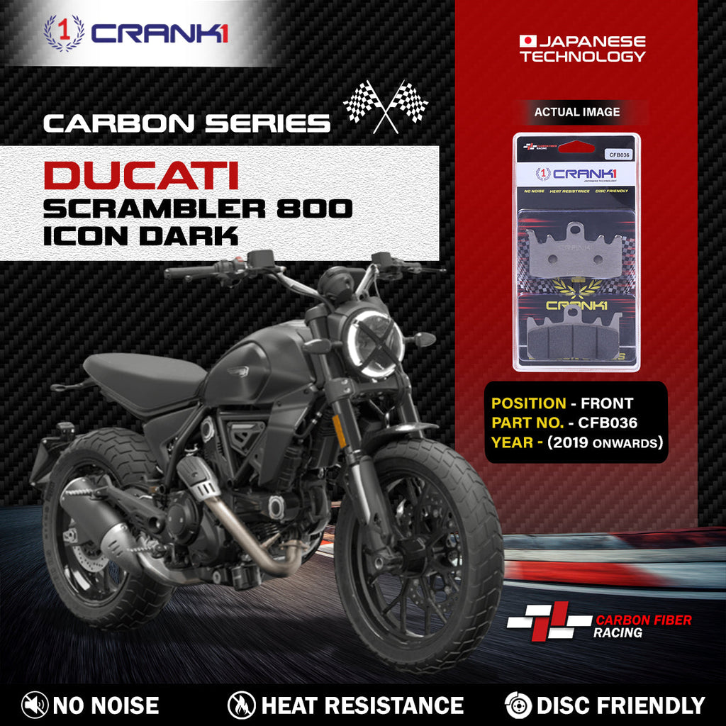Carbon Brake Pads For Ducati Scrambler 800 Icon Dark (2019 Onwards) - Front - CFB036 - 2 Sets - CRANK1