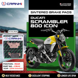 Sintered Brake Pads For Ducati Scrambler 800 Icon (2019 Onwards) - Rear - CB312 - 1 Set - CRANK1