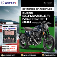 Load image into Gallery viewer, Sintered Brake Pads For Ducati Scrambler Nightshift 800 (2023 Onwards) - Front - CB036 - 2 Sets - CRANK1