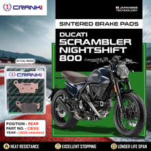 Load image into Gallery viewer, Sintered Brake Pads For Ducati Scrambler Nightshift 800 (2023 Onwards) - Rear - CB312 - 1 Set - CRANK1