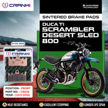 Load image into Gallery viewer, Sintered Brake Pads For Ducati Scrambler Desert Sled 800 (2017-2018) - Front - CB036 - 2 Sets - CRANK1