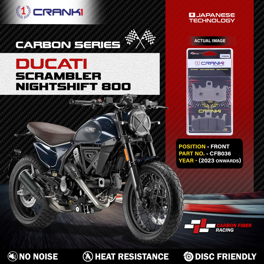 Carbon Brake Pads For Ducati Scrambler Nightshift 800 (2023 Onwards) - Front - CFB036 - 2 Sets - CRANK1