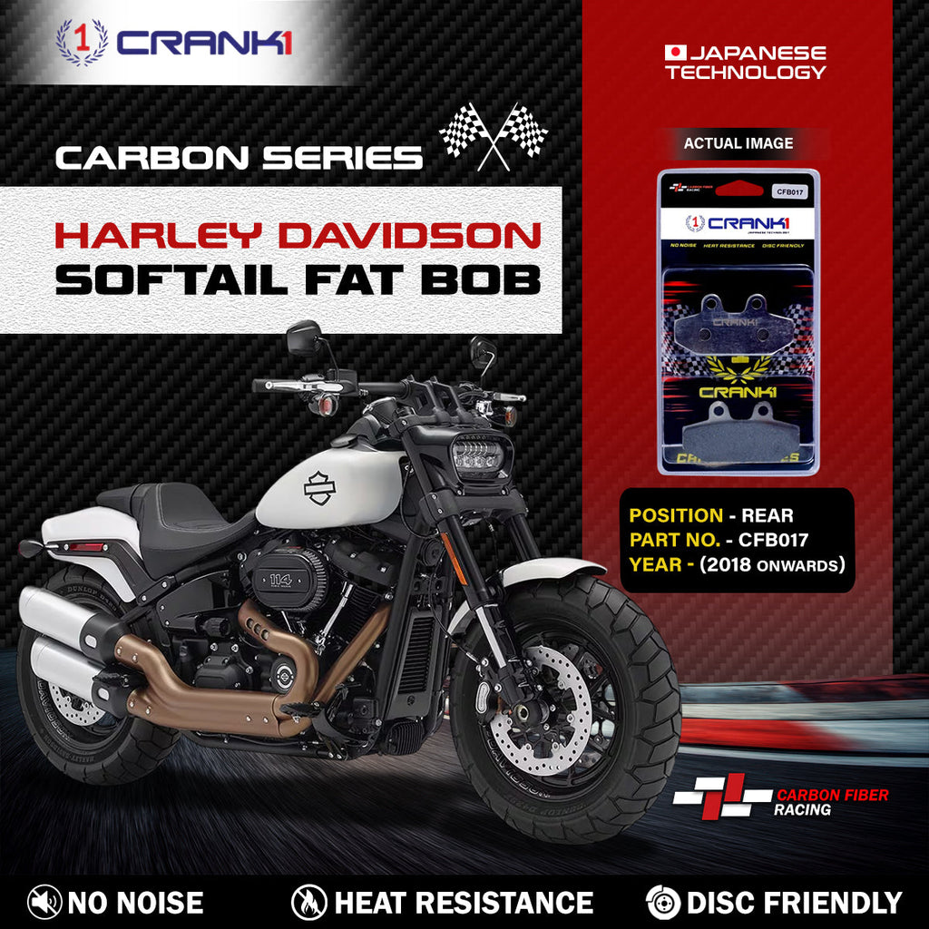 Carbon Brake Pads For Harley Davidson Softail Fat Bob (2018 Onwards) - Rear - CFB017 - 1 Set - CRANK1