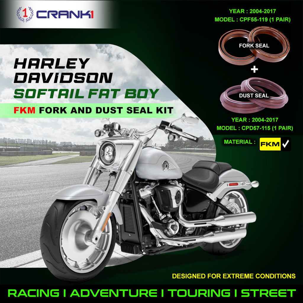 Fork And Dust Seals Kit For Harley Davidson Softail Fat Boy (2004-2017) - CRANK1