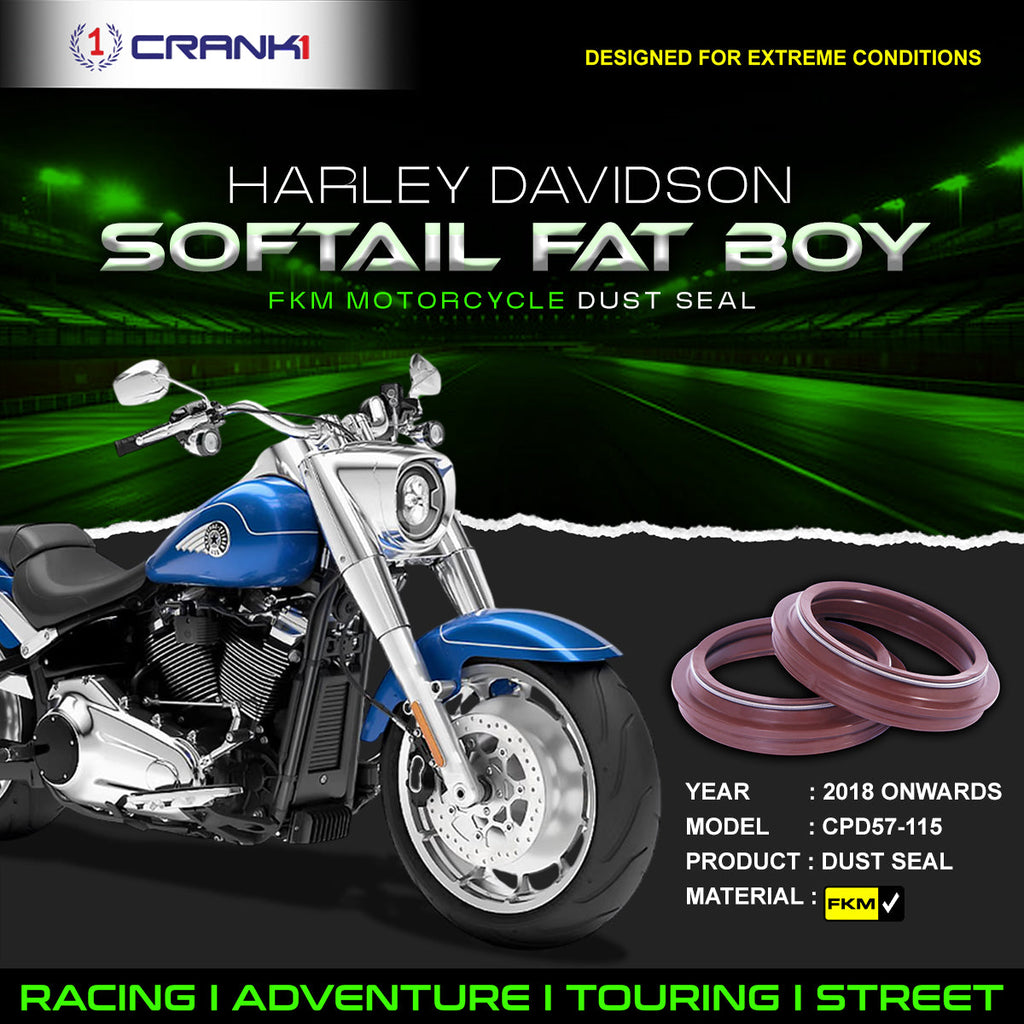Fork Dust Seals Pair For Harley Davidson Softail Fat Boy (2018 Onwards) - CPD57-115 - CRANK1