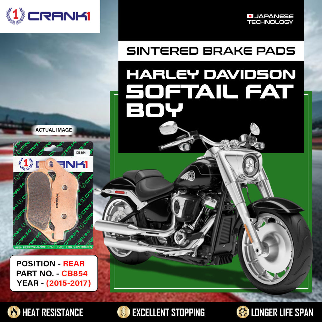 Sintered Brake Pads For Harley Davidson SoftailÂ Fat Boy (2015-2017) - Rear - CB854 - 1 Set - CRANK1