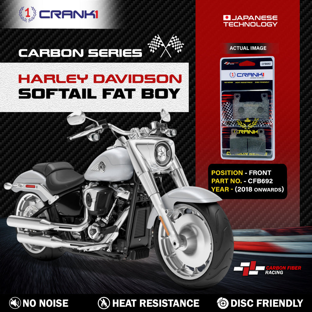Carbon Brake Pads For Harley Davidson Softail Fat Boy (2018 Onwards) - Front - CFB692 - 1 Set - CRANK1