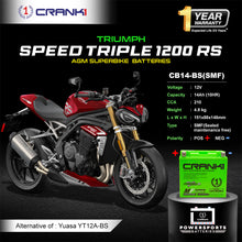 Load image into Gallery viewer, Battery For Triumph Speed Triple 1200 RS (2011-2018) - CB14-BS - Factory Activated - CRANK1