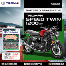 Load image into Gallery viewer, Sintered Brake Pads For Triumph Speed Twin 1200 (2022) - Front - CB744 - 2 Sets - CRANK1