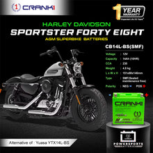 Load image into Gallery viewer, Battery For Harley Davidson Sportster Forty Eight (2012-2025) - CB14L-BS - Factory Activated - CRANK1