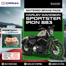 Load image into Gallery viewer, Sintered Brake Pads For Harley Davidson Sportster Iron 883 (2014-2017) - Front - CB046 - 1 Set - CRANK1