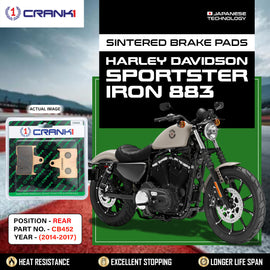 Sintered Brake Pads For Harley Davidson Sportster Iron 883Â (2014-2017) - Rear - CB452 - 1 Set - CRANK1