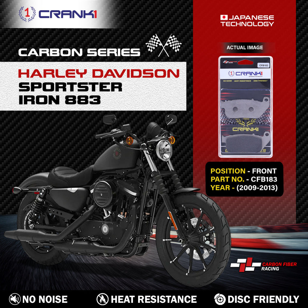 Carbon Brake Pads For Harley Davidson Sportster Iron 883 (2009-2013) - Front - CFB183 - 1 Set - CRANK1
