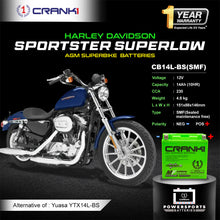 Load image into Gallery viewer, Battery For Harley Davidson Sportster SuperLow (2010-2025) - CB14L-BS - Factory Activated - CRANK1