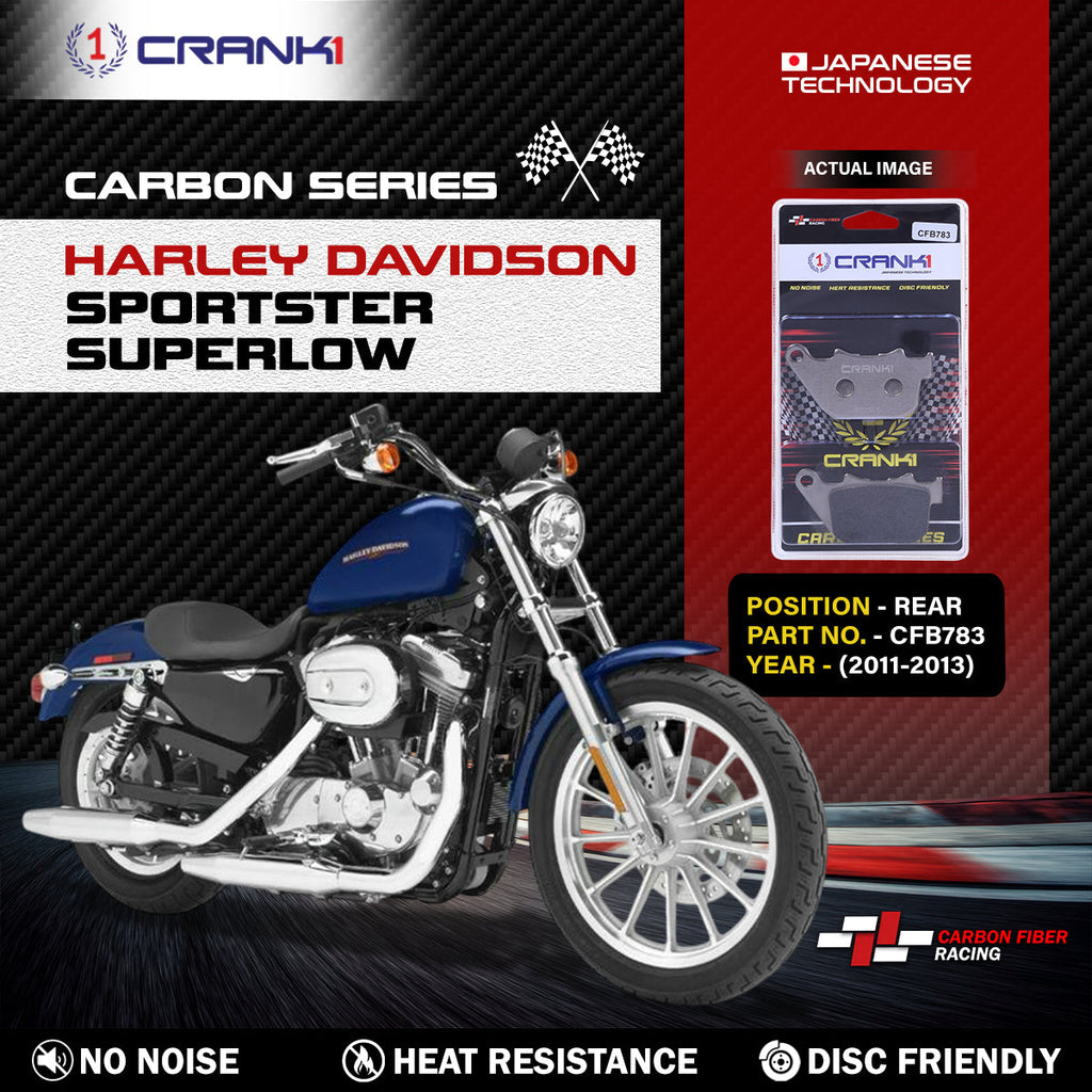 Carbon Brake Pads For Harley Davidson Sportster SuperLow (2011-2013) - Rear - CFB783 - 1 Set - CRANK1