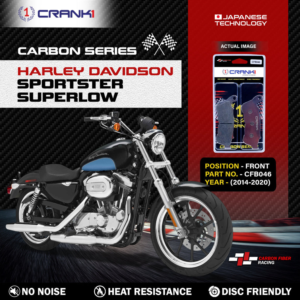 Carbon Brake Pads For Harley Davidson Sportster SuperLow (2014-2020) - Front - CFB046 - 1 Set - CRANK1
