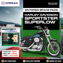Load image into Gallery viewer, Sintered Brake Pads For Harley Davidson Sportster SuperLow (2014-2020) - Rear - CB452 - 1 Set - CRANK1