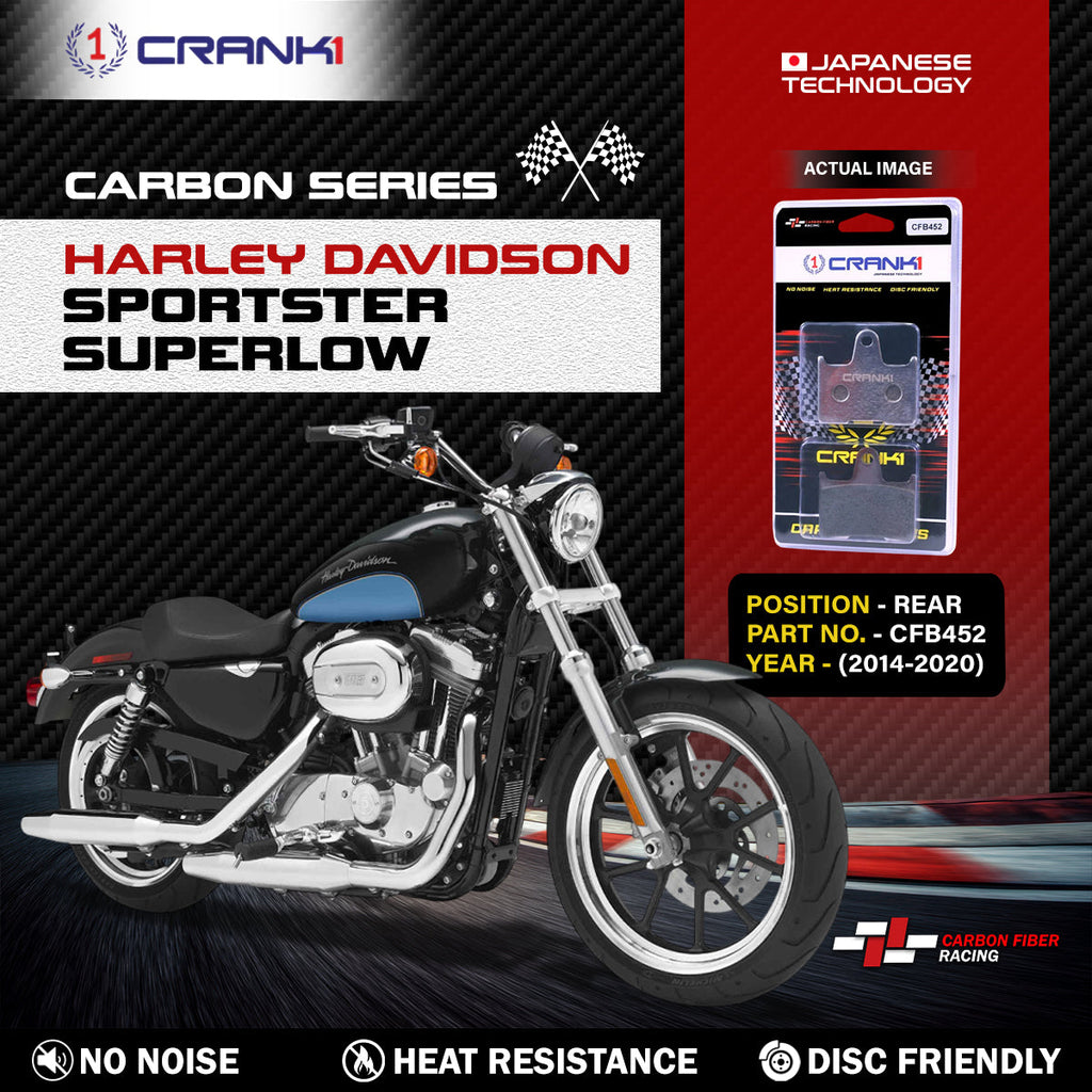 Carbon Brake Pads For Harley Davidson Sportster SuperLow (2014-2020) - Rear - CFB452 - 1 Set - CRANK1