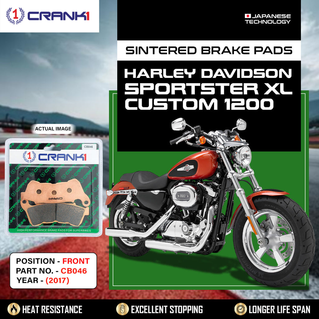 Sintered Brake Pads For Harley Davidson Sportster XL Custom 1200 (2017) - Front - CB046 - 1 Set - CRANK1